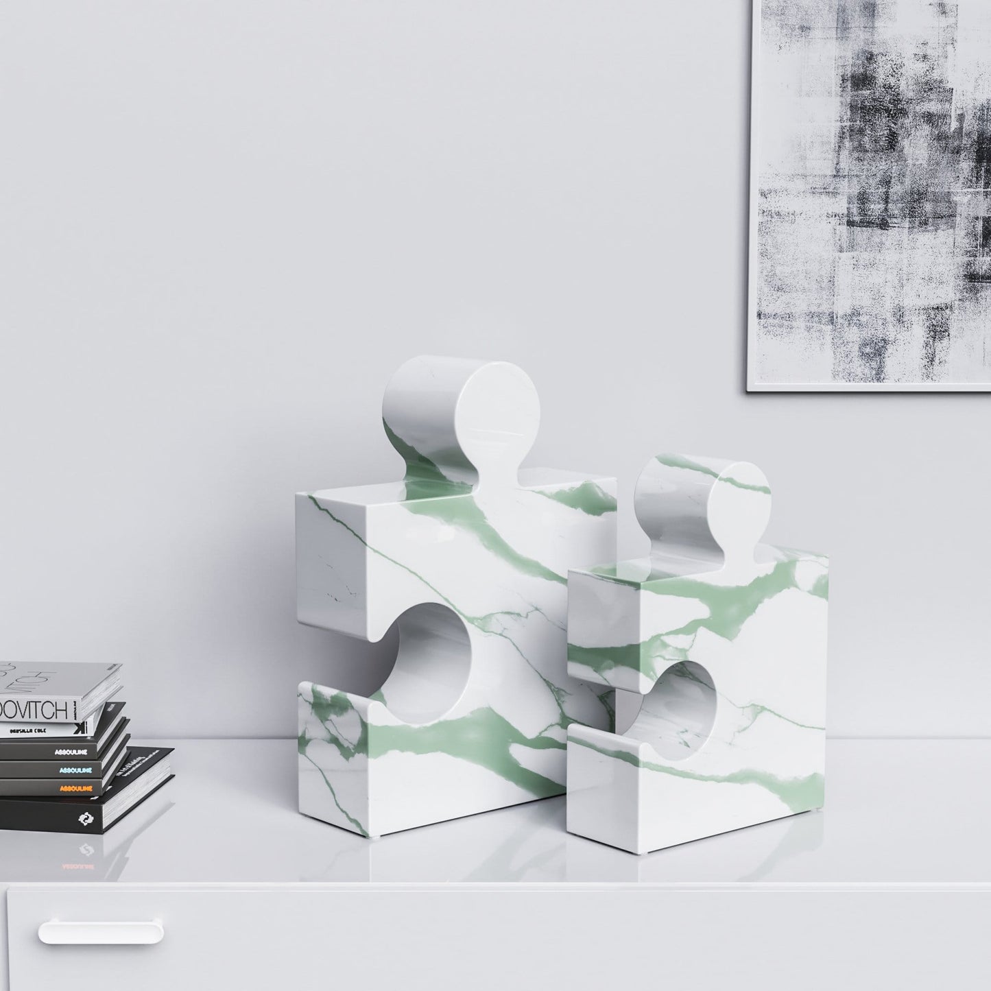 Ceramic Puzzle Set - Classic - White Marbles - Synchrony Art INC
