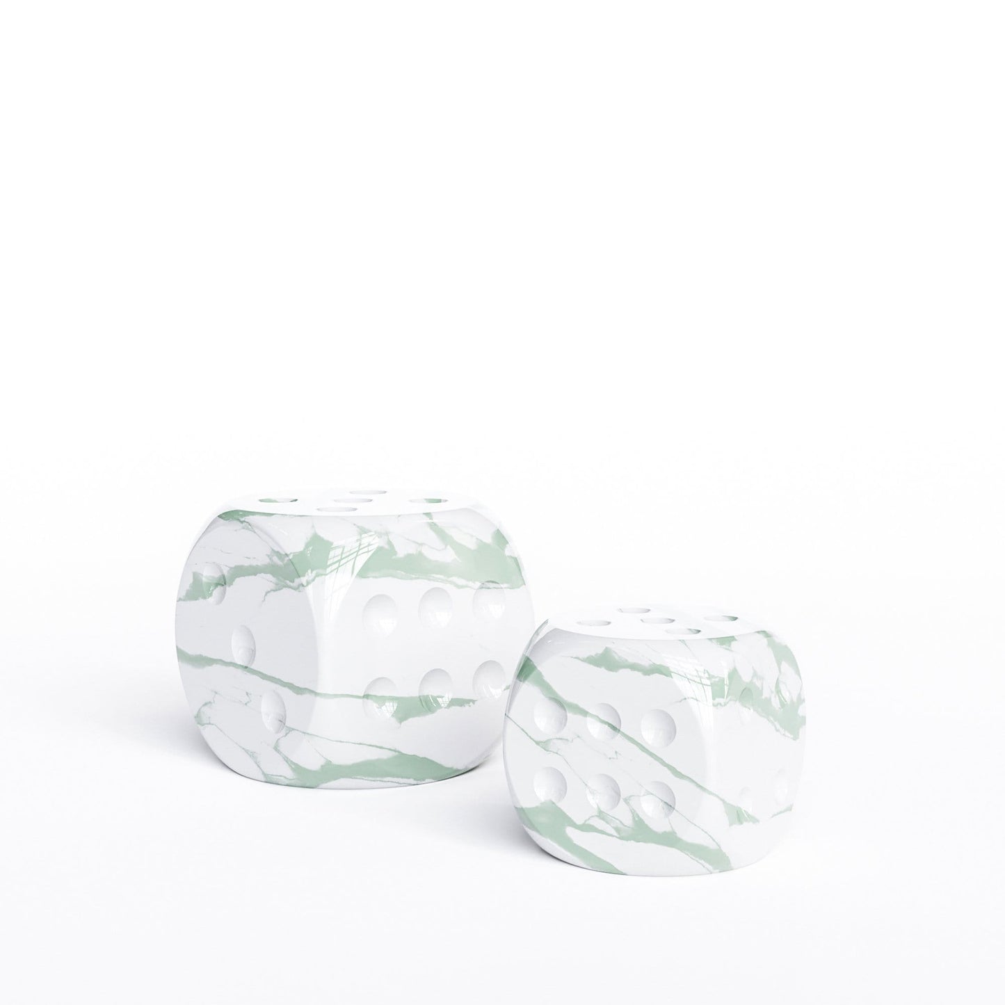 Ceramic Dice Set - White Marbles - Synchrony Art INC