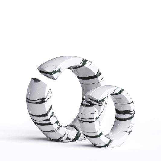 Ceramic Ring Set - White Marbles - Synchrony Art INC