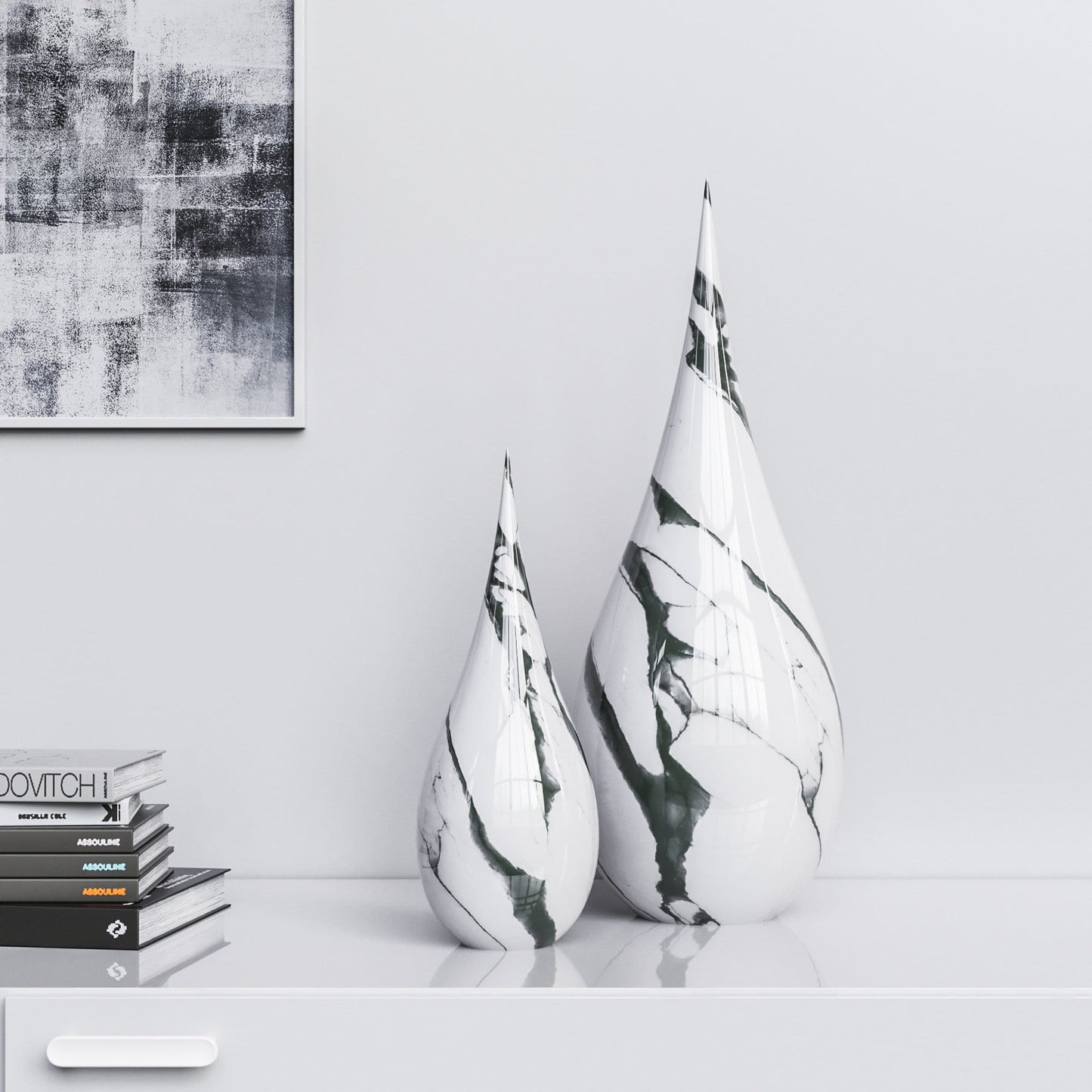 Ceramic Drop Set - White Marbles - Synchrony Art INC