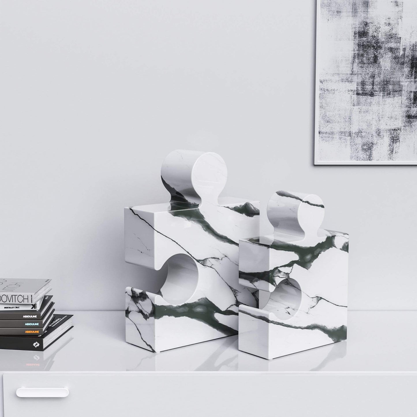 Ceramic Puzzle Set - Classic - White Marbles - Synchrony Art INC