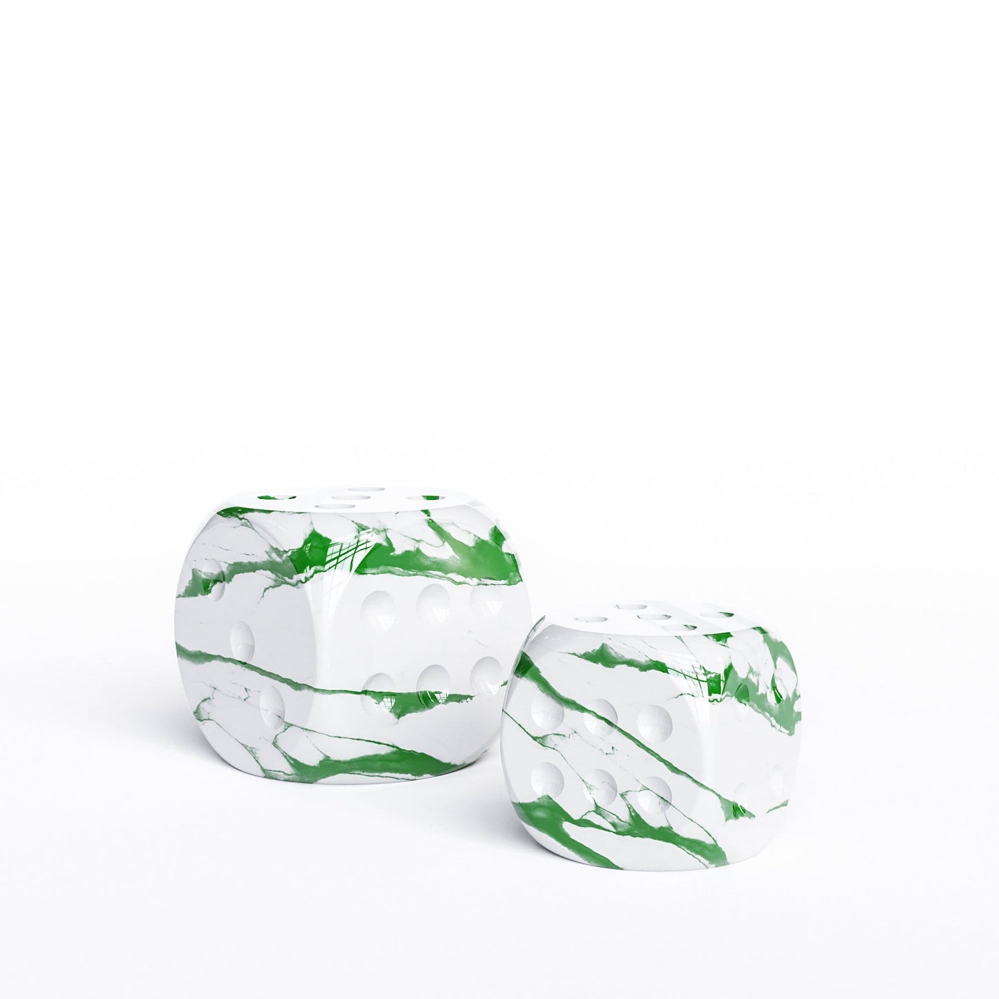 Ceramic Dice Set - White Marbles - Synchrony Art INC