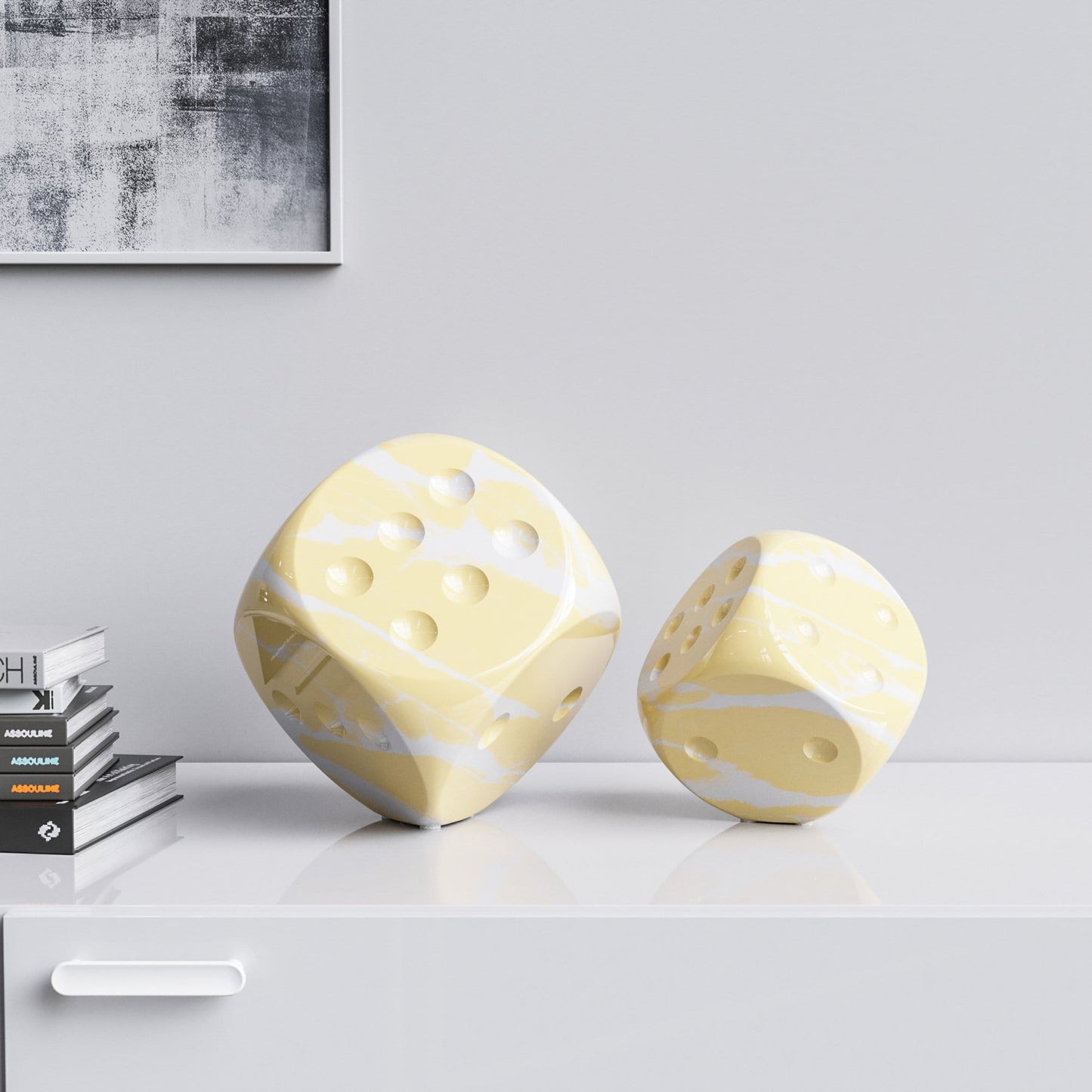 Ceramic Vertical Dice Set - Color Marbles - Synchrony Art INC