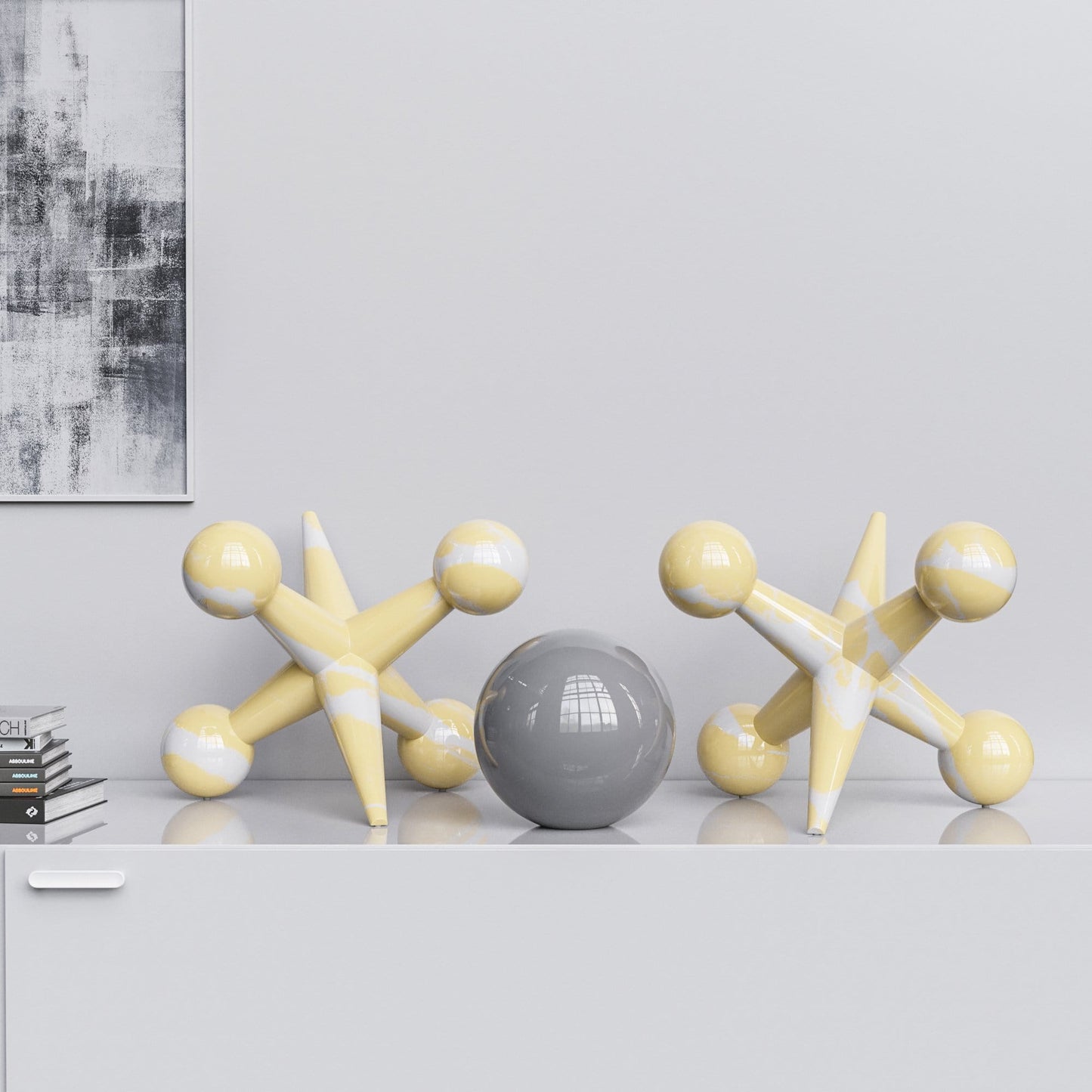 Ceramic 18"Jacks & 10" Ball  Set - Color Marbles - Synchrony Art INC
