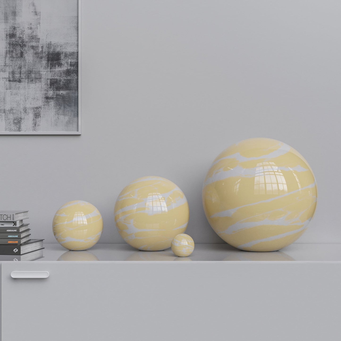 Ceramic Sphere Four Pieces Set - Color Marbles - Synchrony Art INC