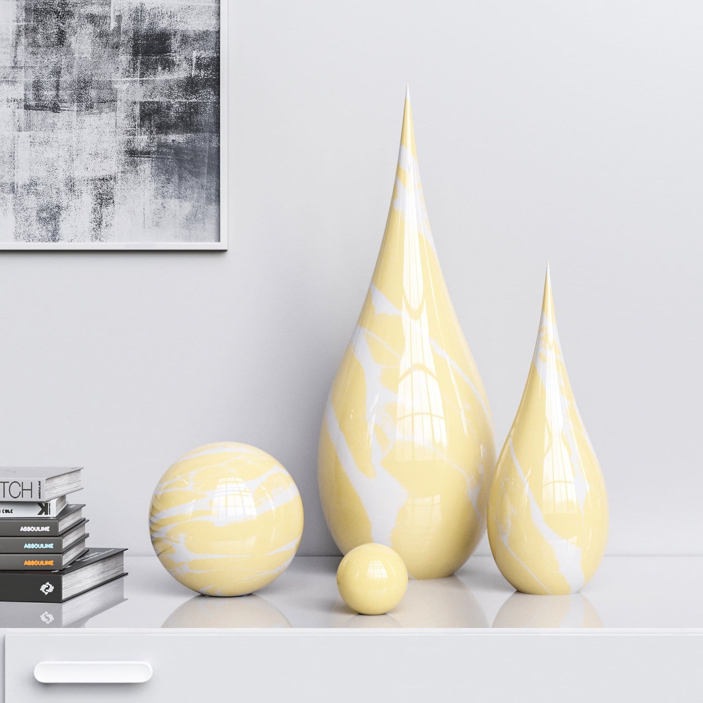 Ceramic Drop & Sphere Set -Color Marbles - Synchrony Art INC