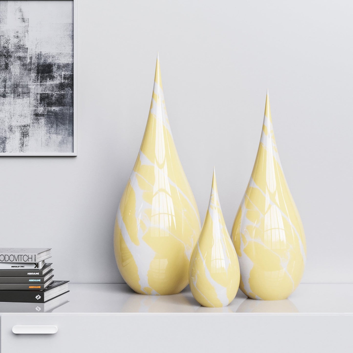Ceramic Drop Three Pieces Set - Marble Colors - Synchrony Art INC