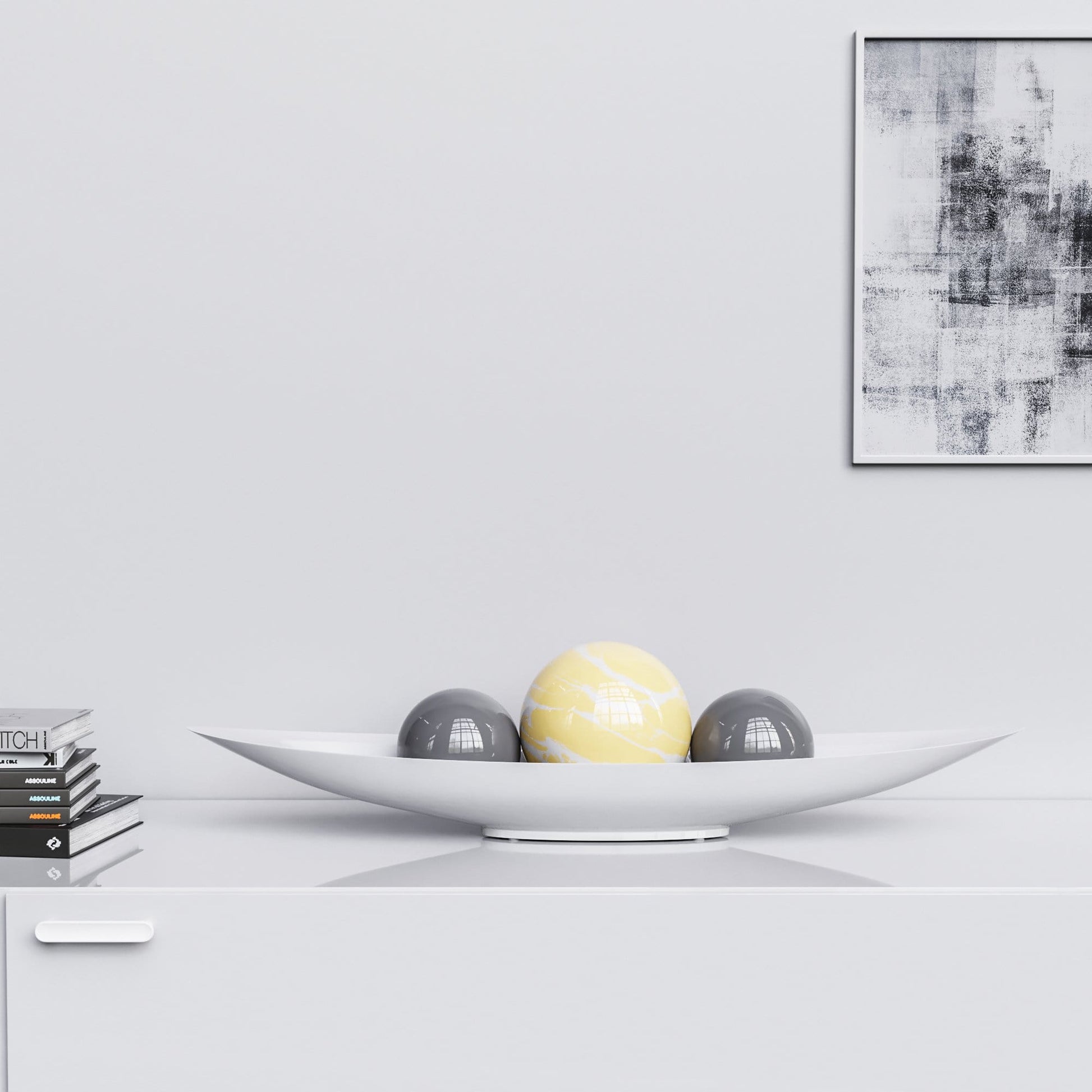 Ceramic Canoe & Three Balls Set - Color Marbles - Synchrony Art INC