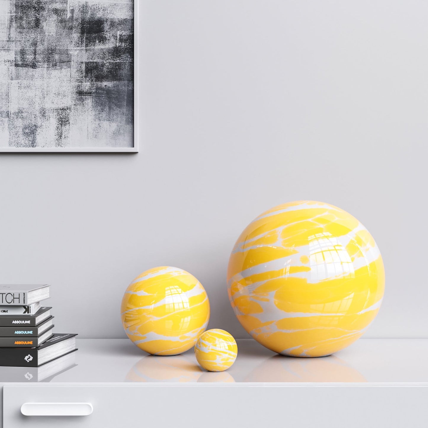 Ceramic Spheres - Three Pieces Set - Color Marbles - Synchrony Art INC