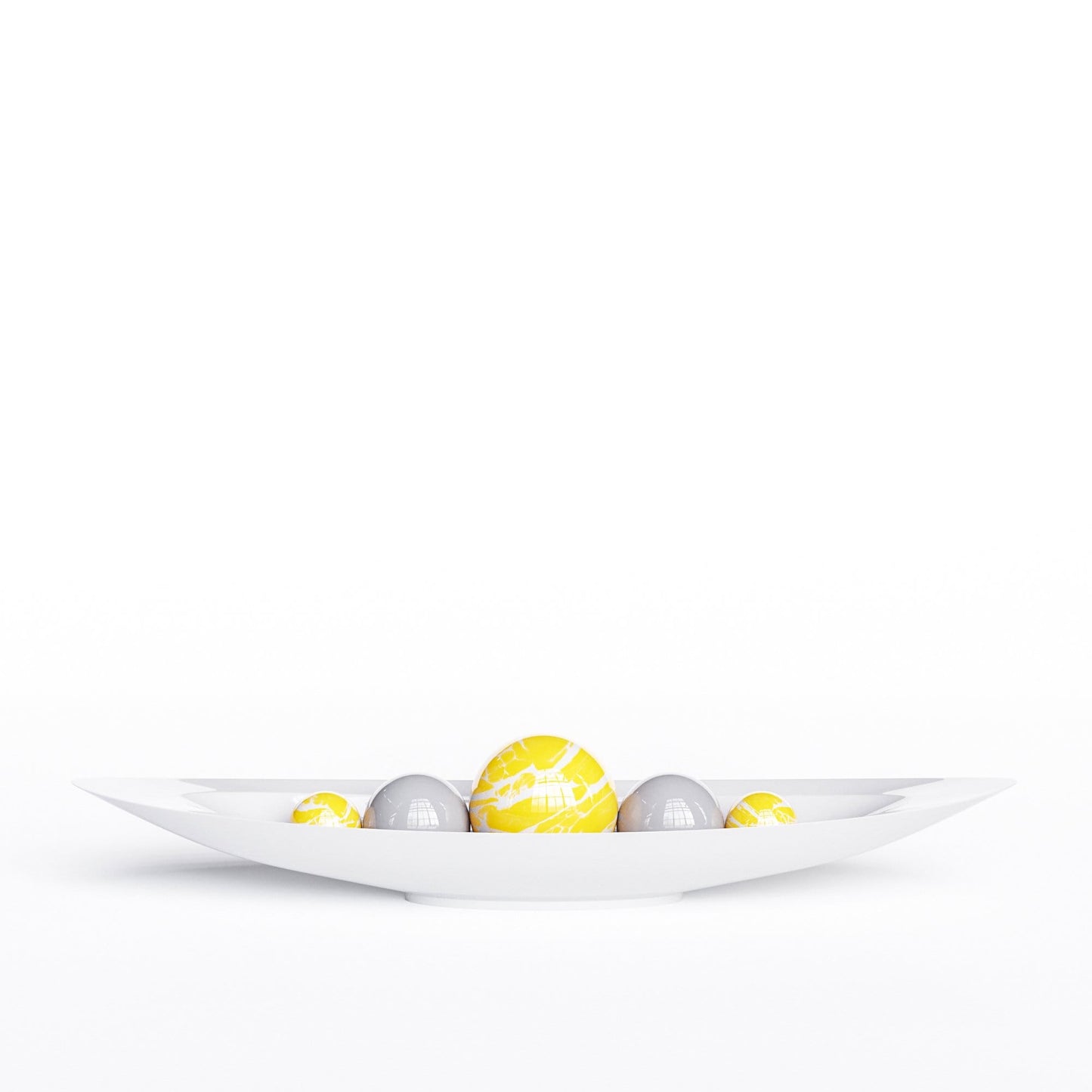 Ceramic Canoe & Five Balls Set - Color Marbles - Synchrony Art INC