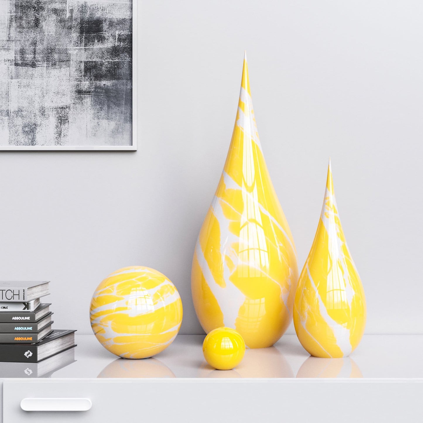 Ceramic Drop & Sphere Set -Color Marbles - Synchrony Art INC