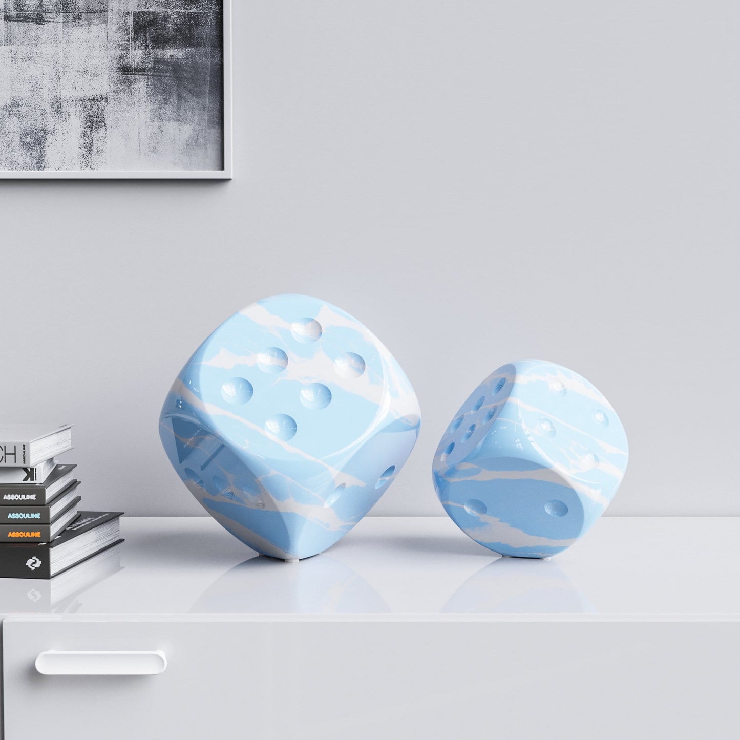 Ceramic Vertical Dice Set - Color Marbles - Synchrony Art INC