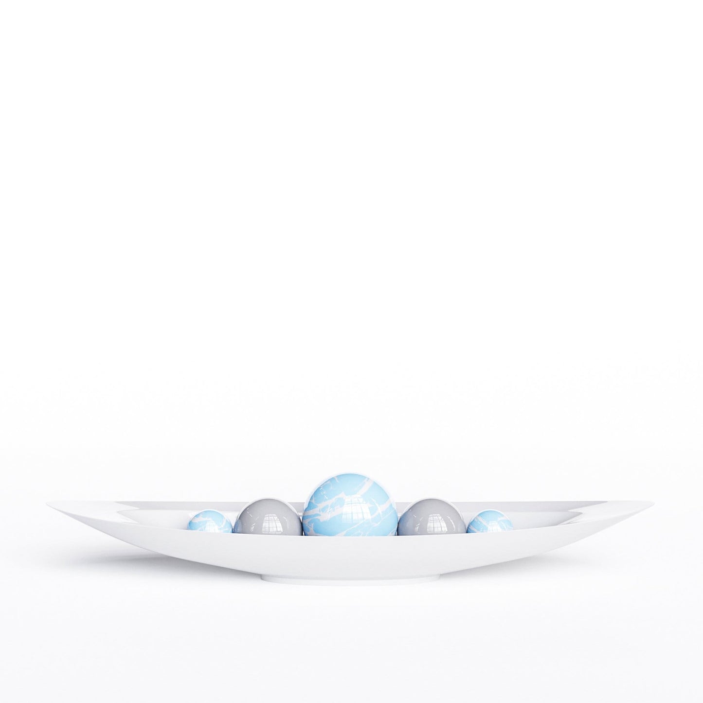 Ceramic Canoe & Five Balls Set - Color Marbles - Synchrony Art INC