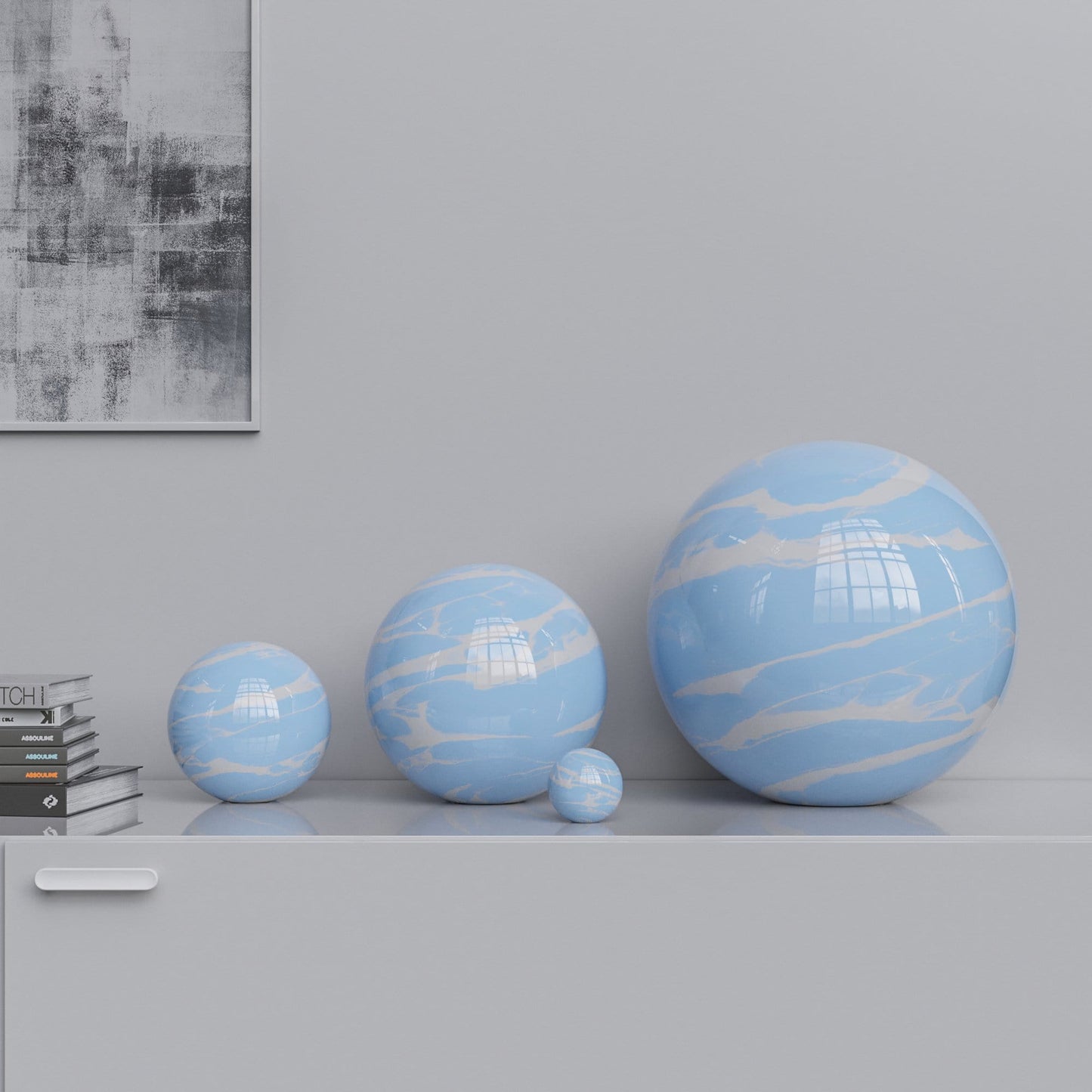 Ceramic Sphere Four Pieces Set - Color Marbles - Synchrony Art INC