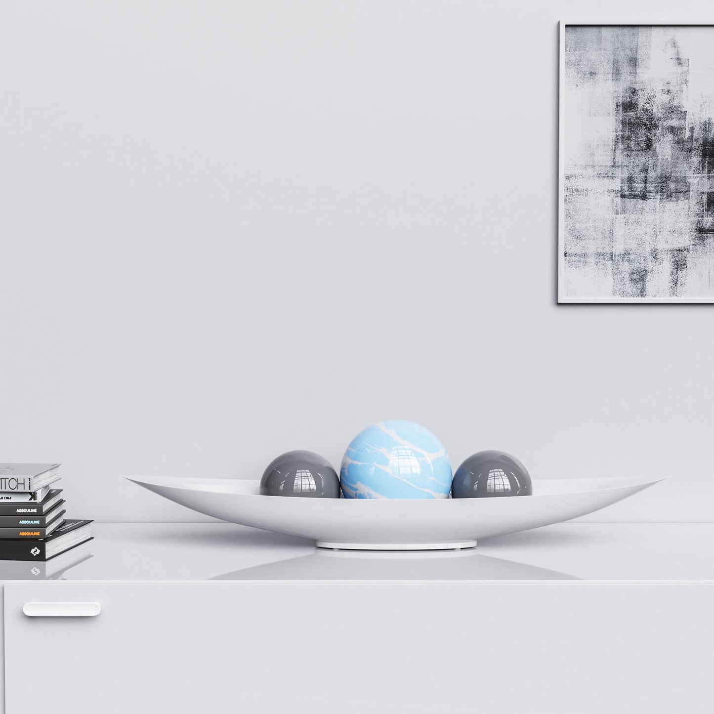 Ceramic Canoe & Three Balls Set - Color Marbles - Synchrony Art INC