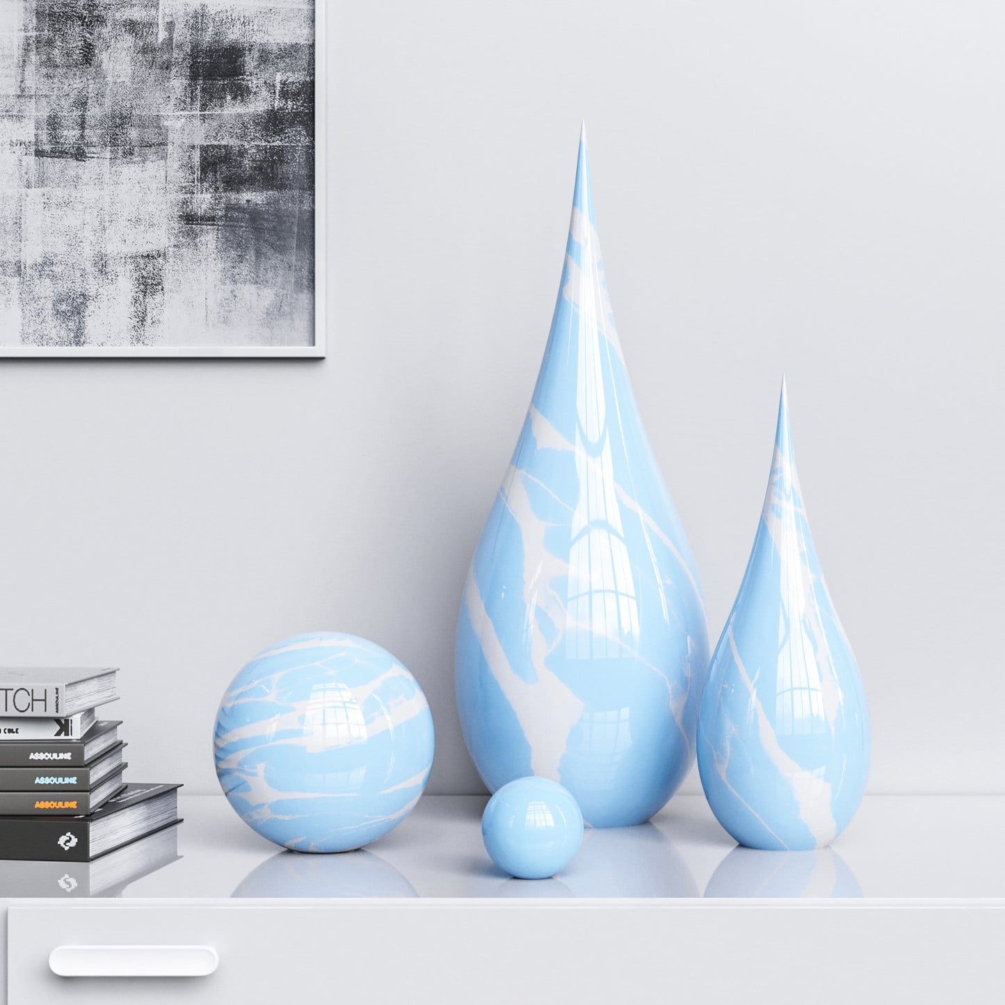Ceramic Drop & Sphere Set -Color Marbles - Synchrony Art INC