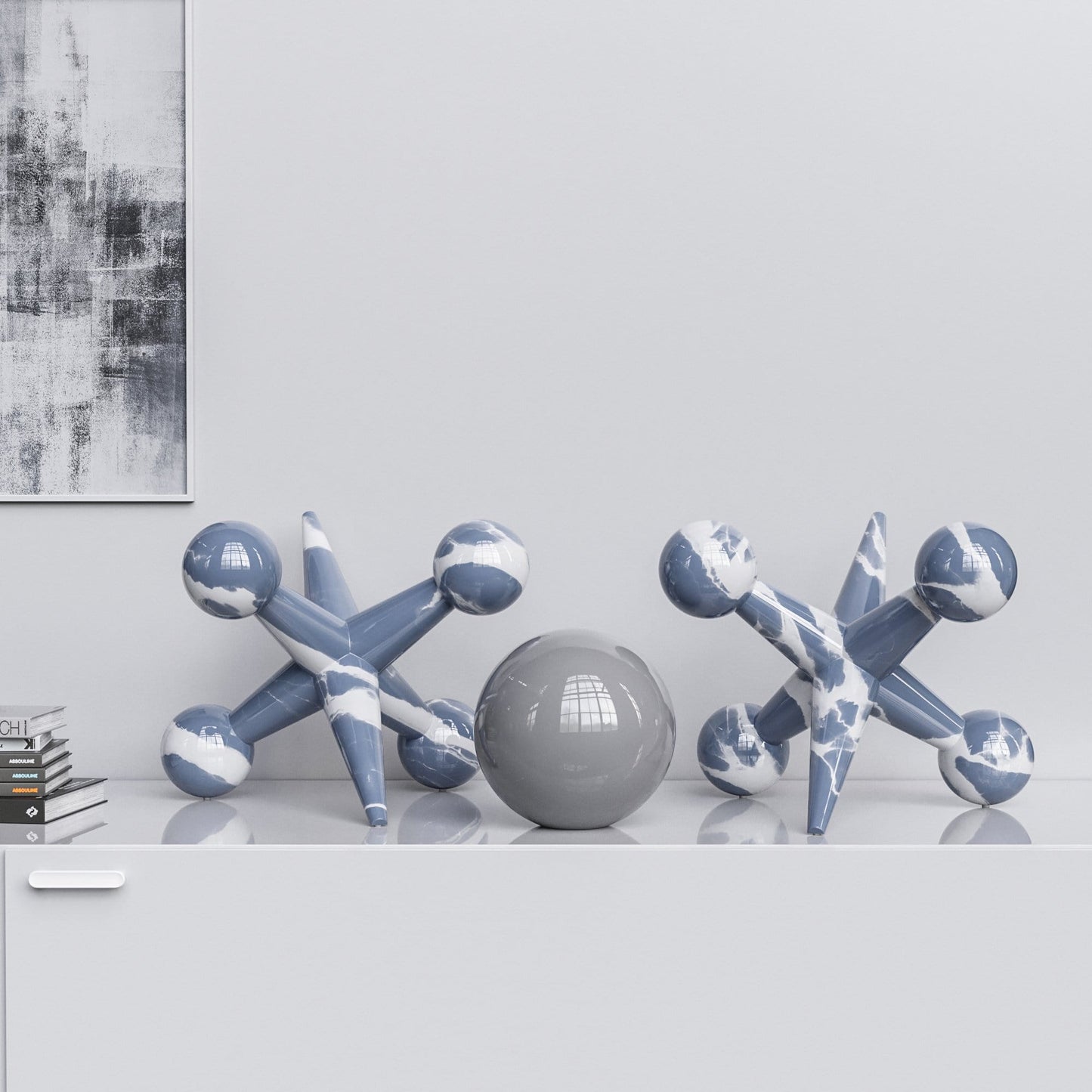 Ceramic 18"Jacks & 10" Ball  Set - Color Marbles - Synchrony Art INC