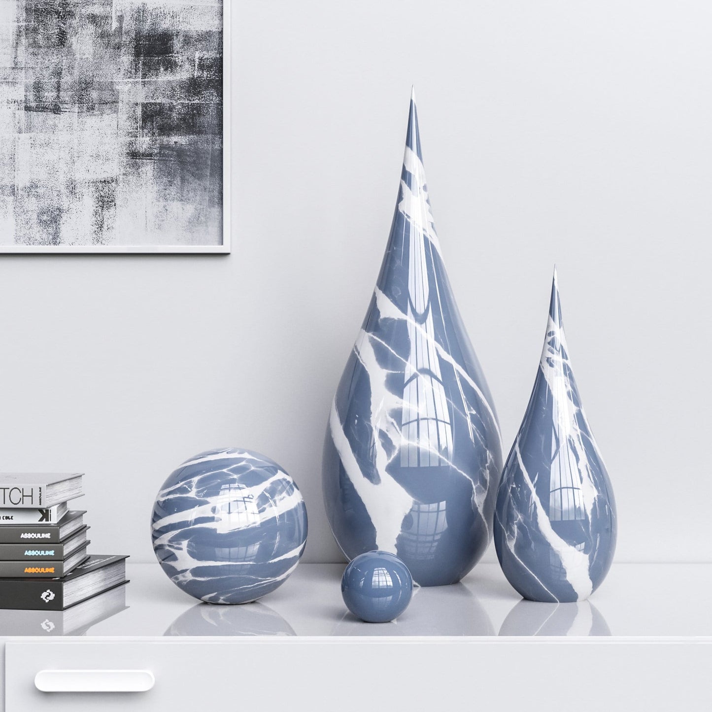 Ceramic Drop & Sphere Set -Color Marbles - Synchrony Art INC