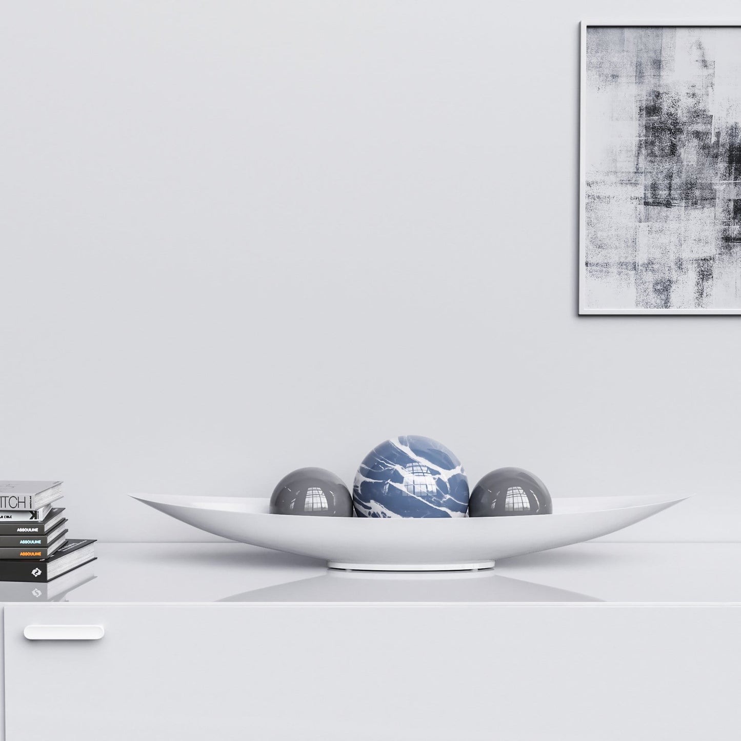 Ceramic Canoe & Three Balls Set - Color Marbles - Synchrony Art INC