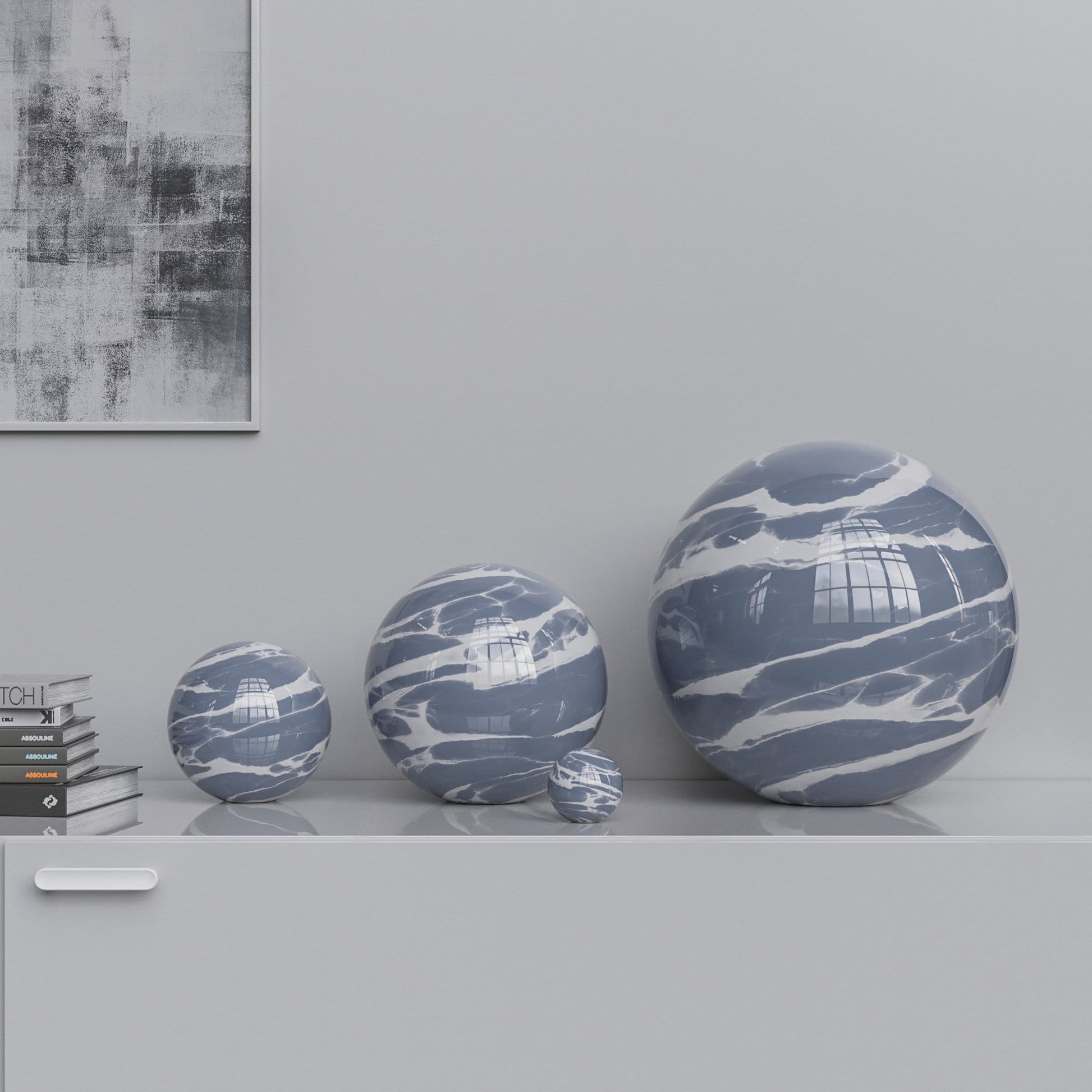 Ceramic Sphere Four Pieces Set - Color Marbles - Synchrony Art INC