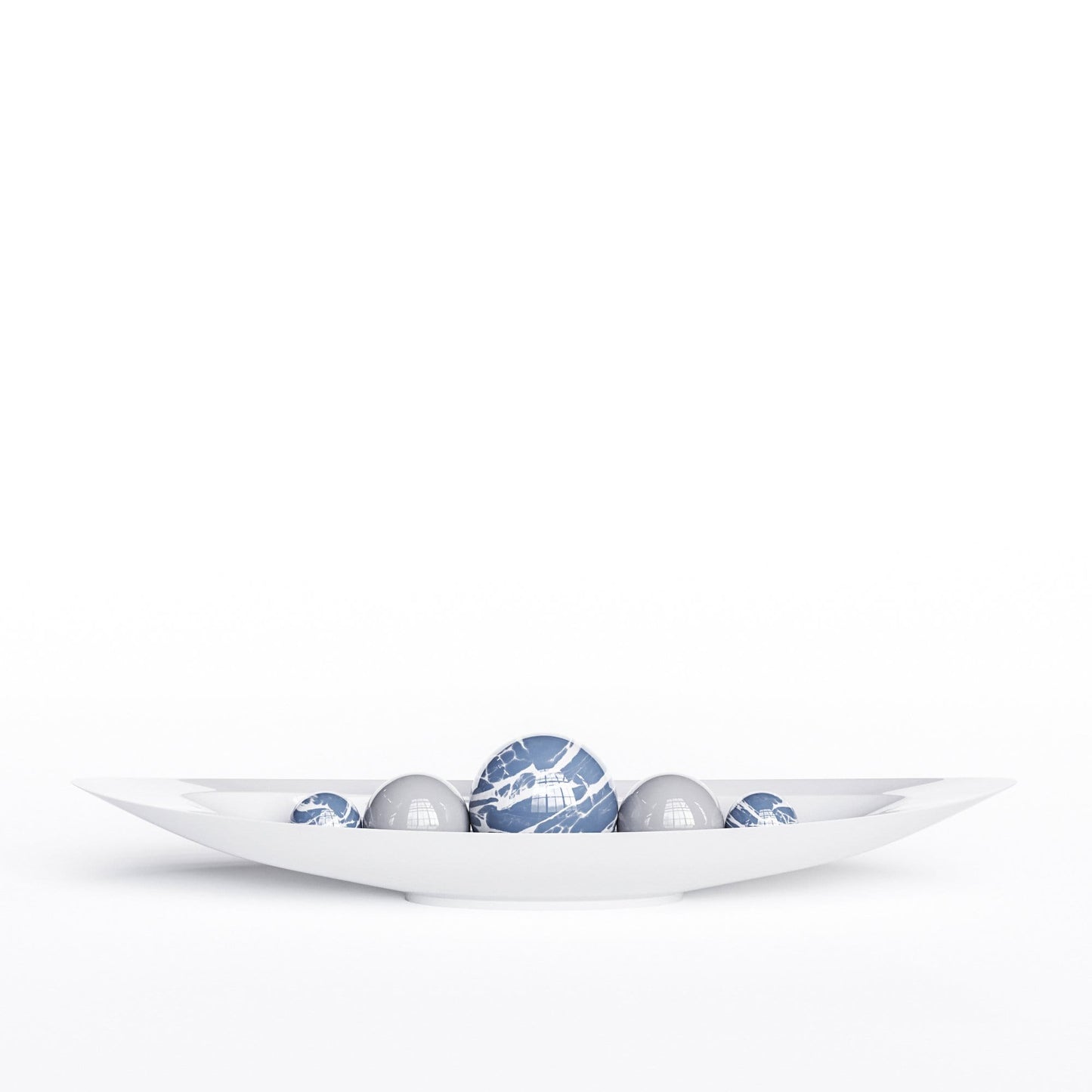 Ceramic Canoe & Five Balls Set - Color Marbles - Synchrony Art INC