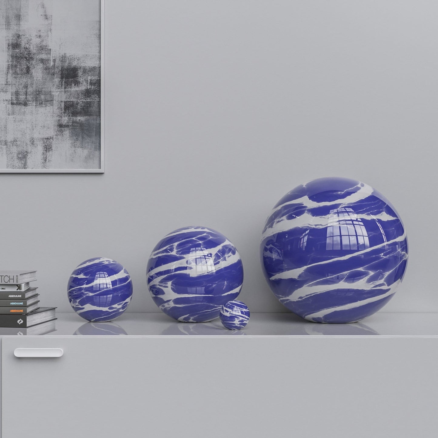 Ceramic Sphere Four Pieces Set - Color Marbles - Synchrony Art INC