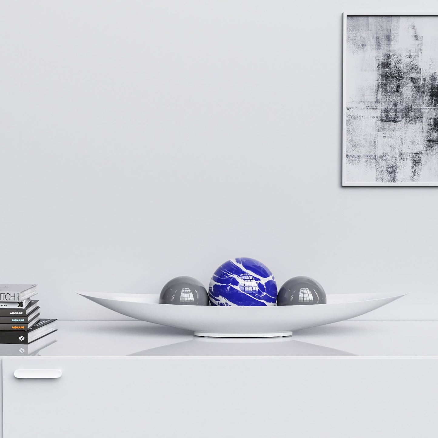 Ceramic Canoe & Three Balls Set - Color Marbles - Synchrony Art INC