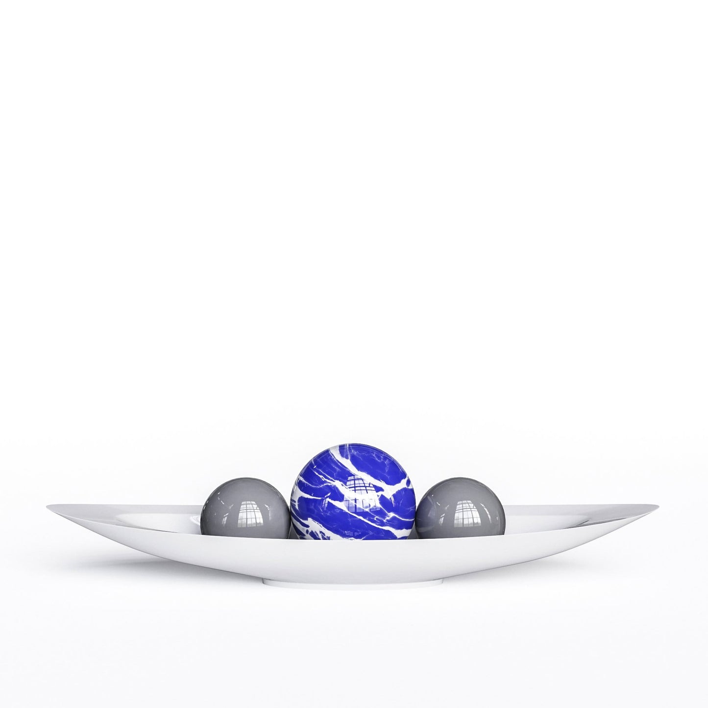 Ceramic Canoe & Three Balls Set - Color Marbles - Synchrony Art INC