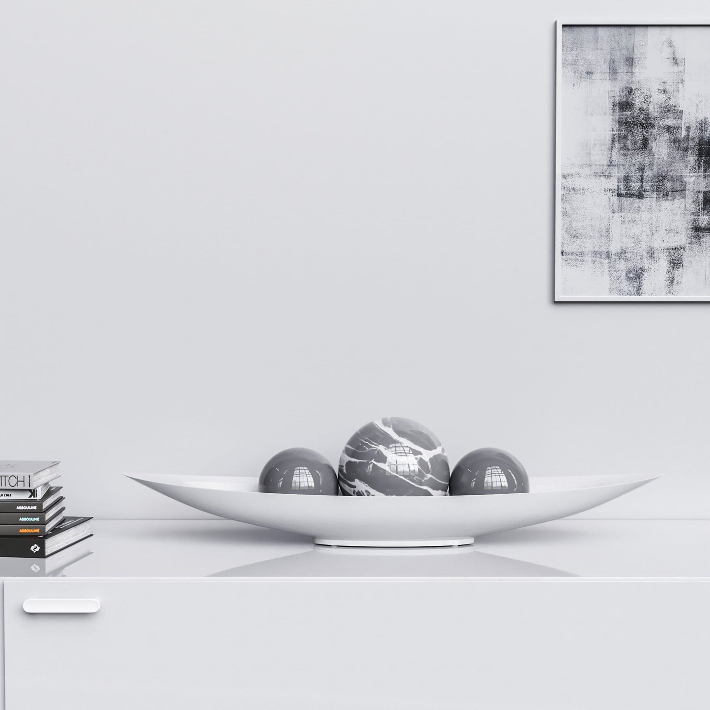 Ceramic Canoe & Three Balls Set - Color Marbles - Synchrony Art INC