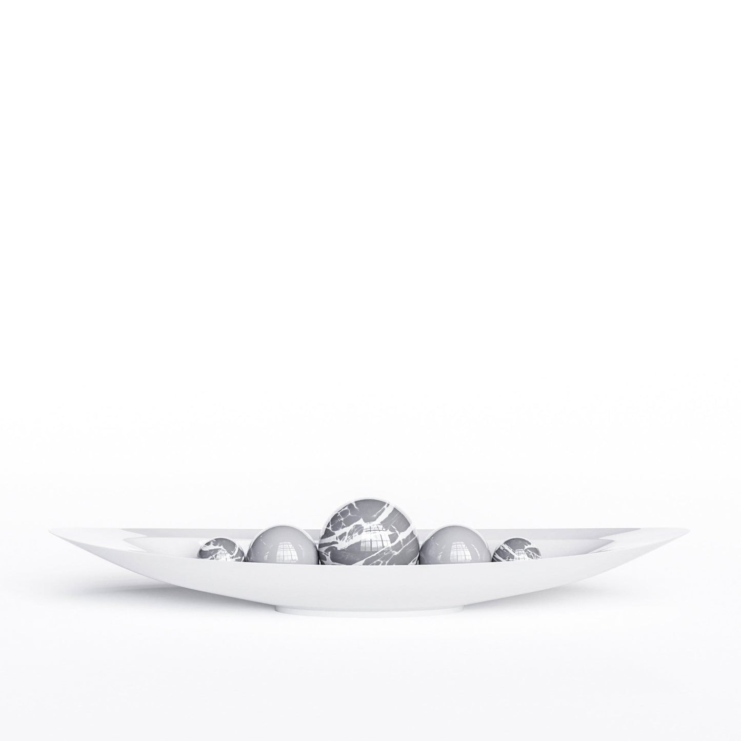 Ceramic Canoe & Five Balls Set - Color Marbles - Synchrony Art INC