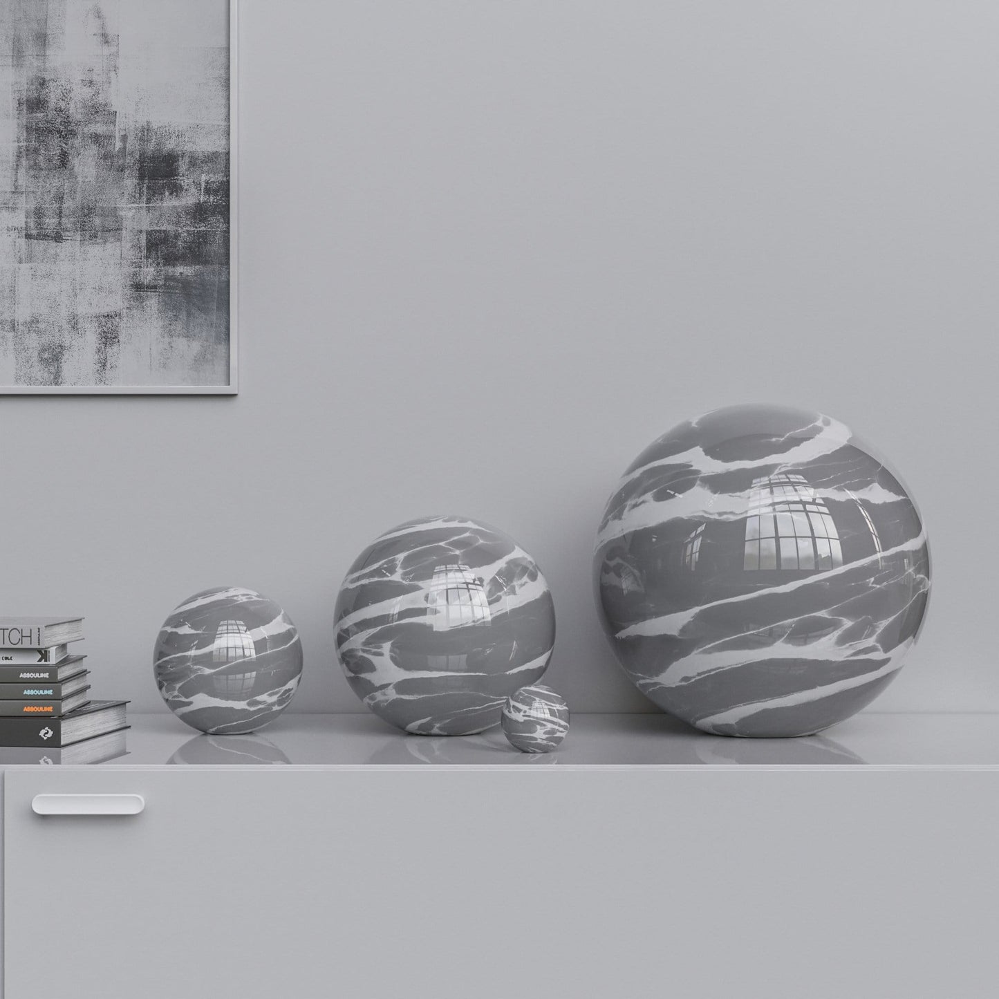 Ceramic Sphere Four Pieces Set - Color Marbles - Synchrony Art INC