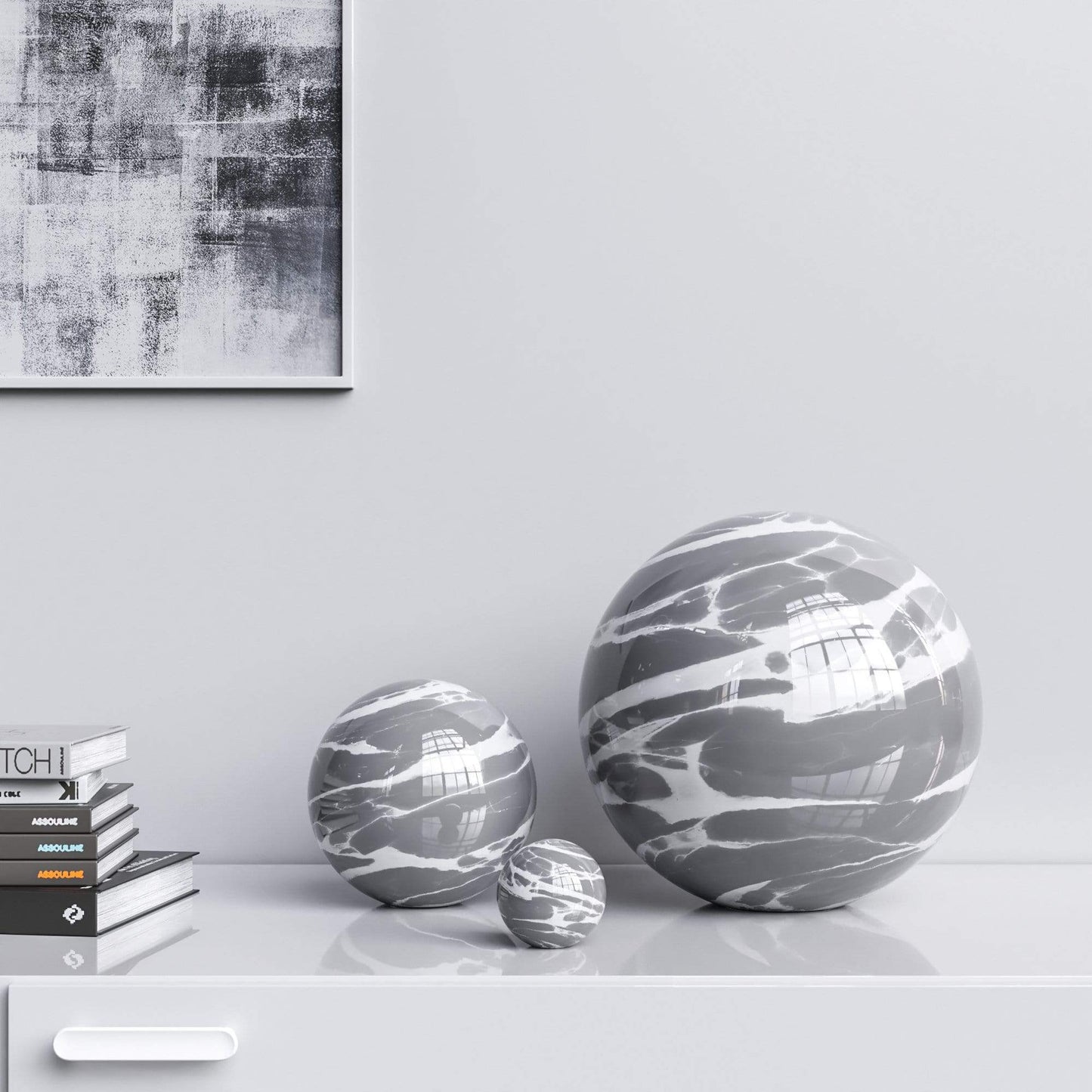 Ceramic Spheres - Three Pieces Set - Color Marbles - Synchrony Art INC