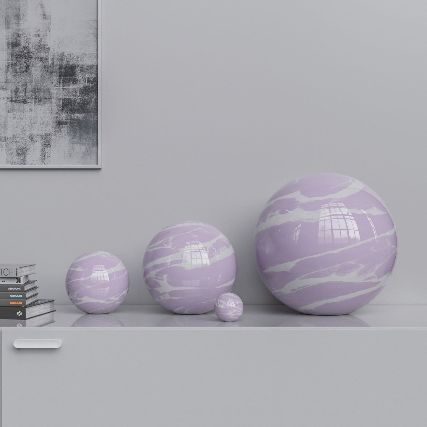 Ceramic Sphere Four Pieces Set - Color Marbles - Synchrony Art INC