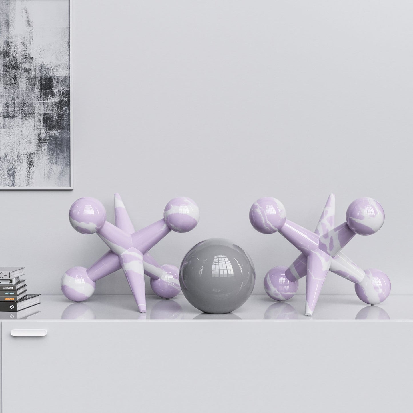 Ceramic 18"Jacks & 10" Ball  Set - Color Marbles - Synchrony Art INC