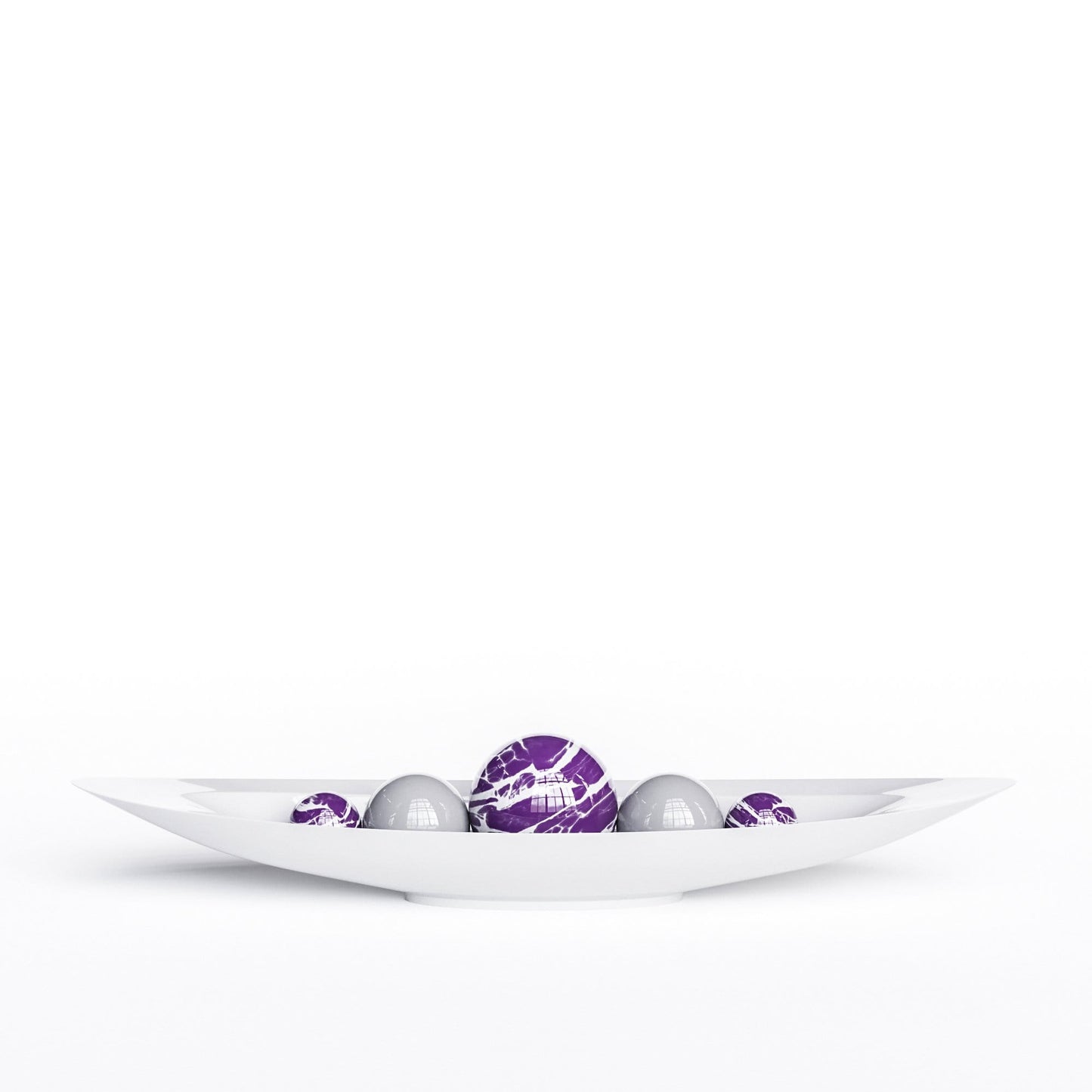 Ceramic Canoe & Five Balls Set - Color Marbles - Synchrony Art INC