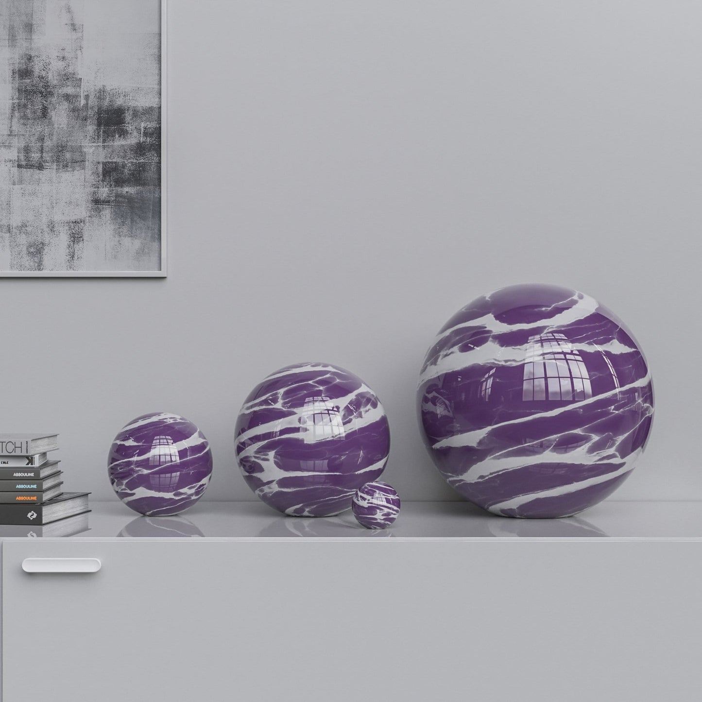 Ceramic Sphere Four Pieces Set - Color Marbles - Synchrony Art INC