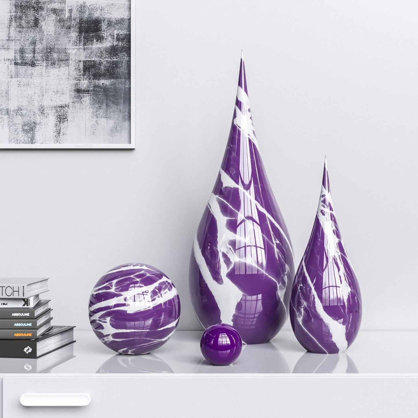 Ceramic Drop & Sphere Set -Color Marbles - Synchrony Art INC
