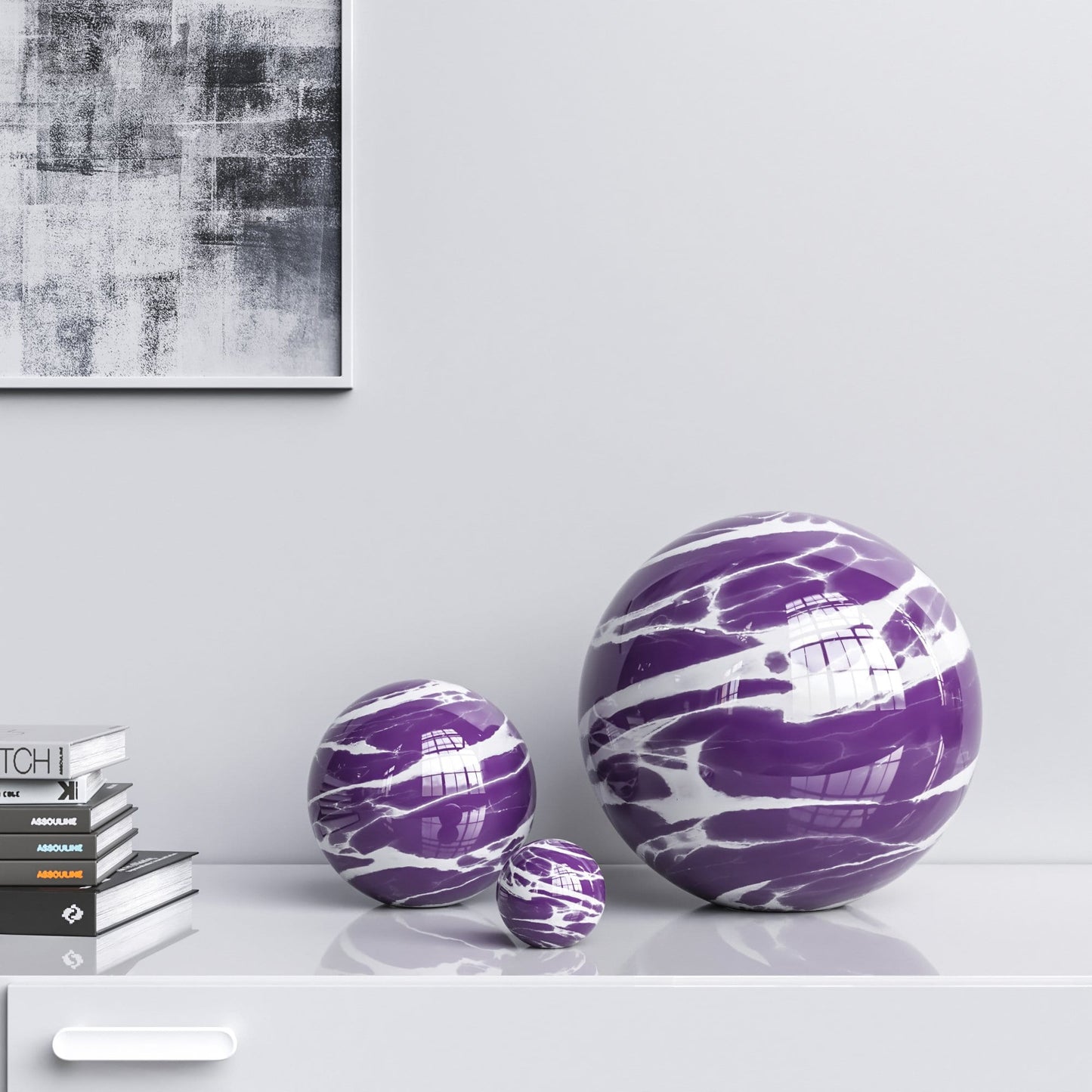 Ceramic Spheres - Three Pieces Set - Color Marbles - Synchrony Art INC