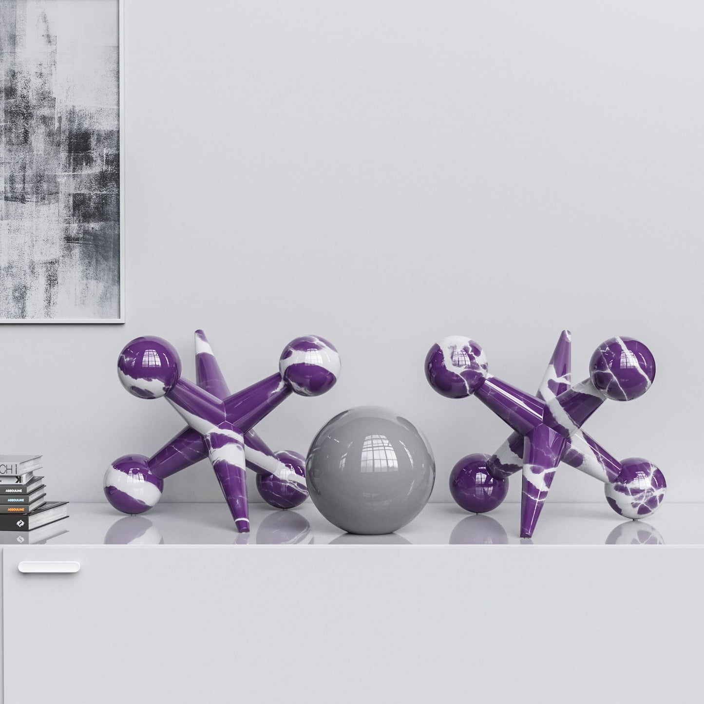 Ceramic 18"Jacks & 10" Ball  Set - Color Marbles - Synchrony Art INC