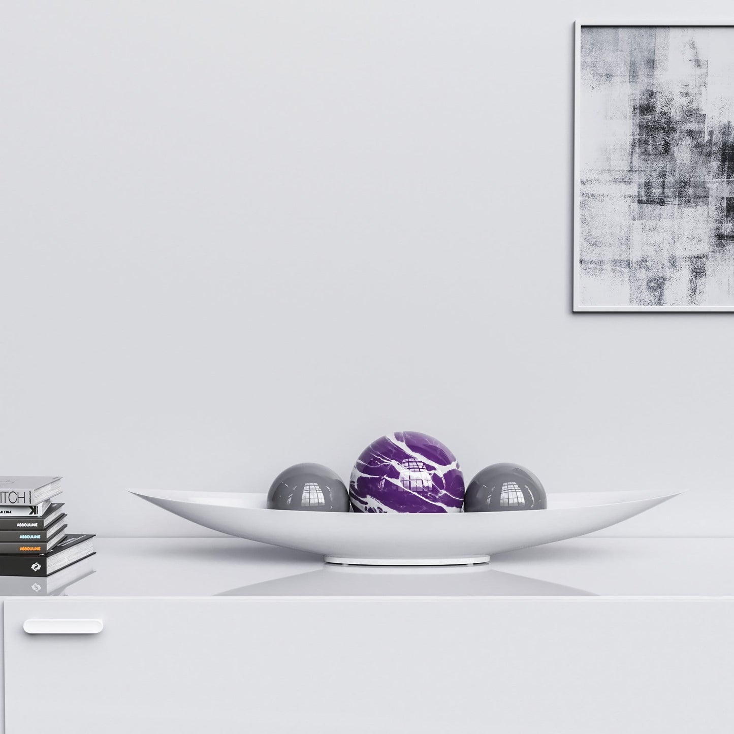 Ceramic Canoe & Three Balls Set - Color Marbles - Synchrony Art INC