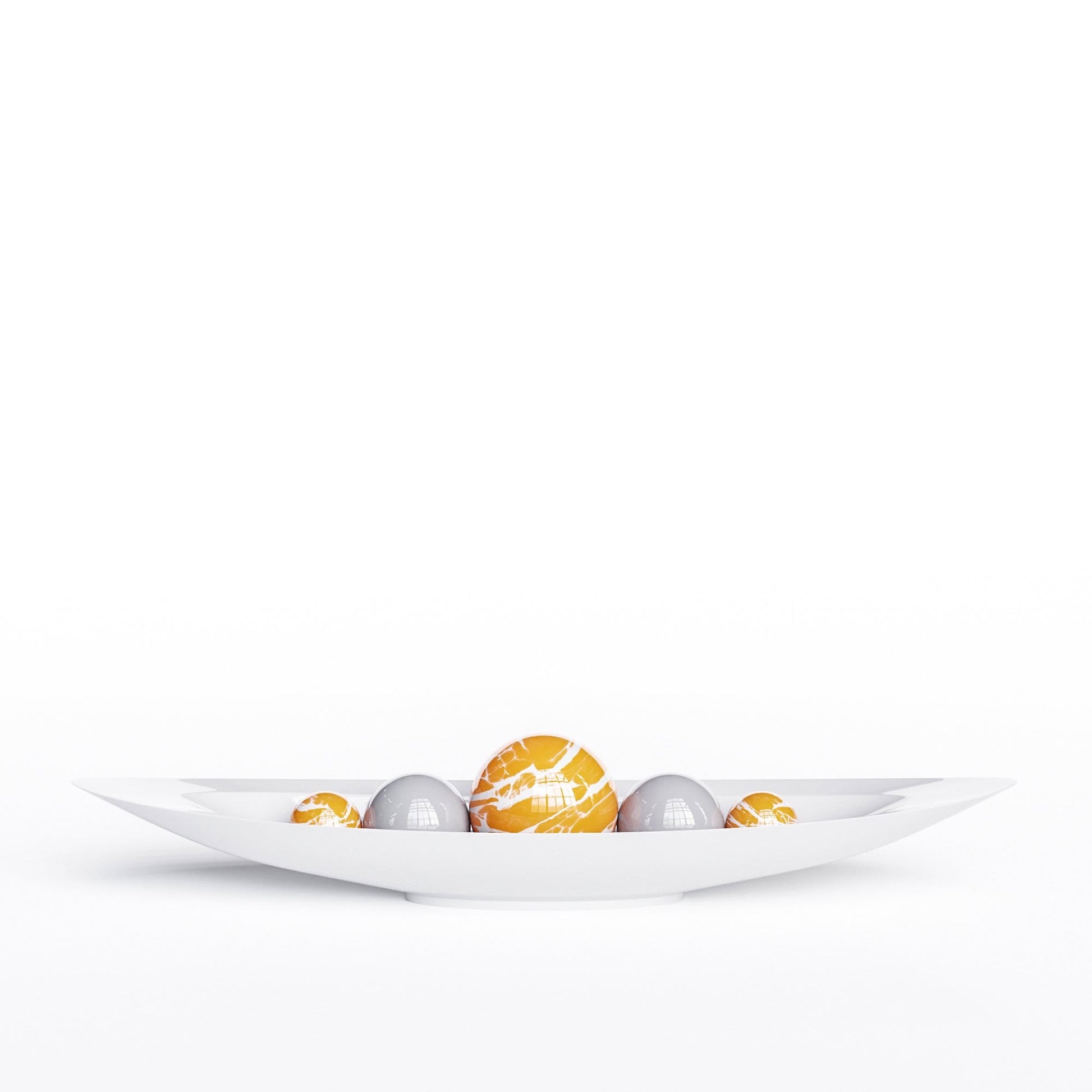 Ceramic Canoe & Five Balls Set - Color Marbles - Synchrony Art INC