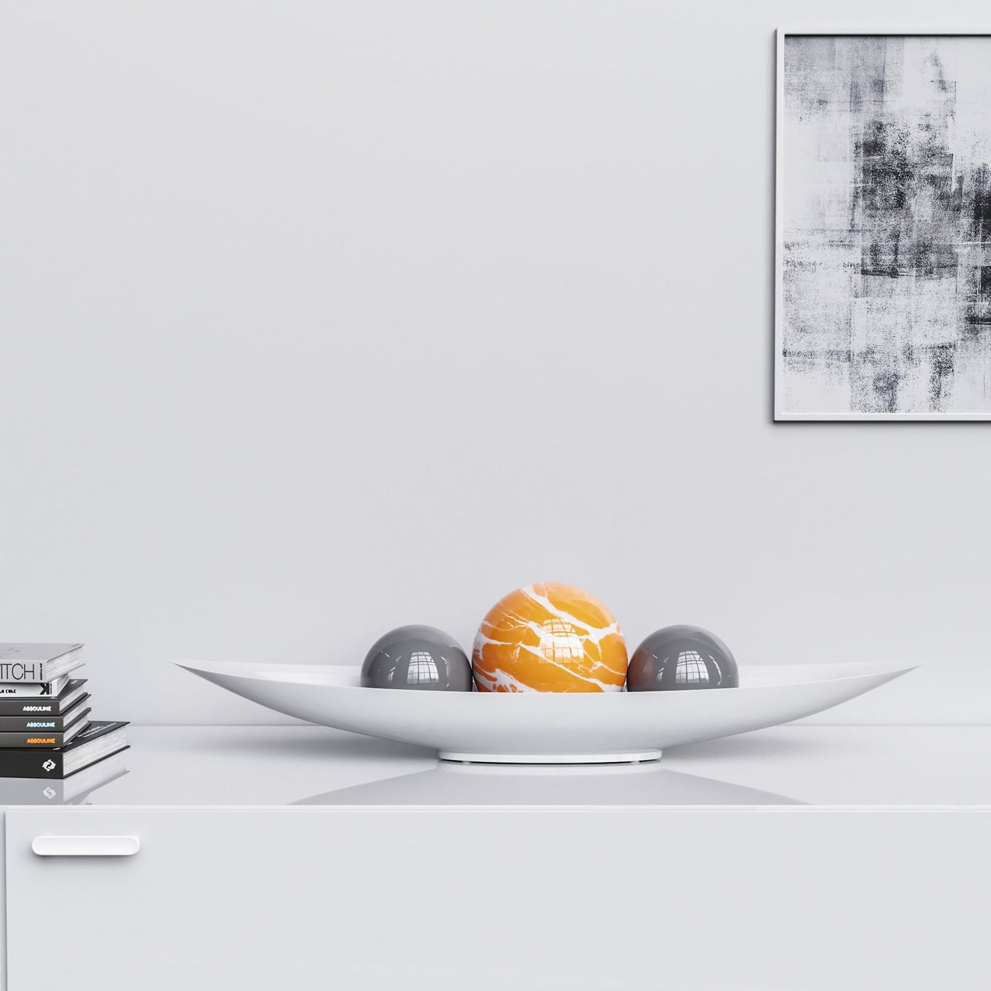 Ceramic Canoe & Three Balls Set - Color Marbles - Synchrony Art INC