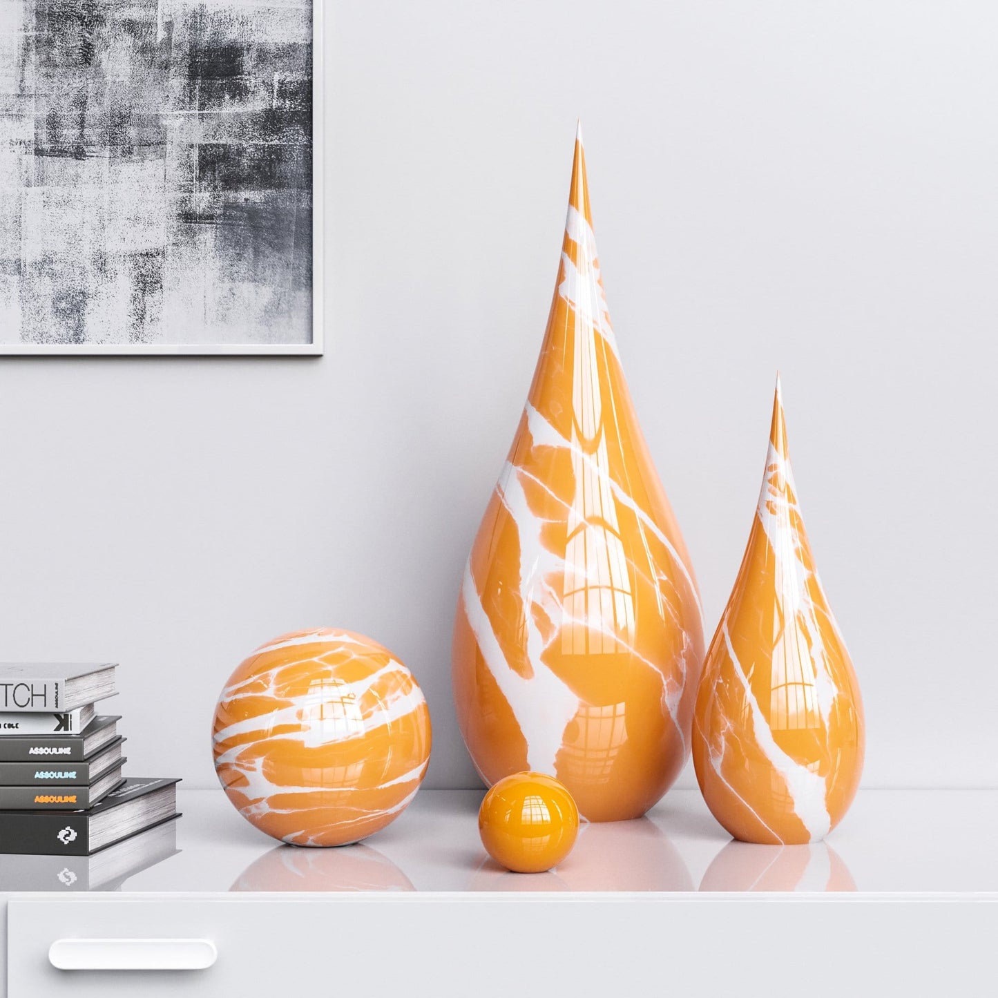 Ceramic Drop & Sphere Set -Color Marbles - Synchrony Art INC