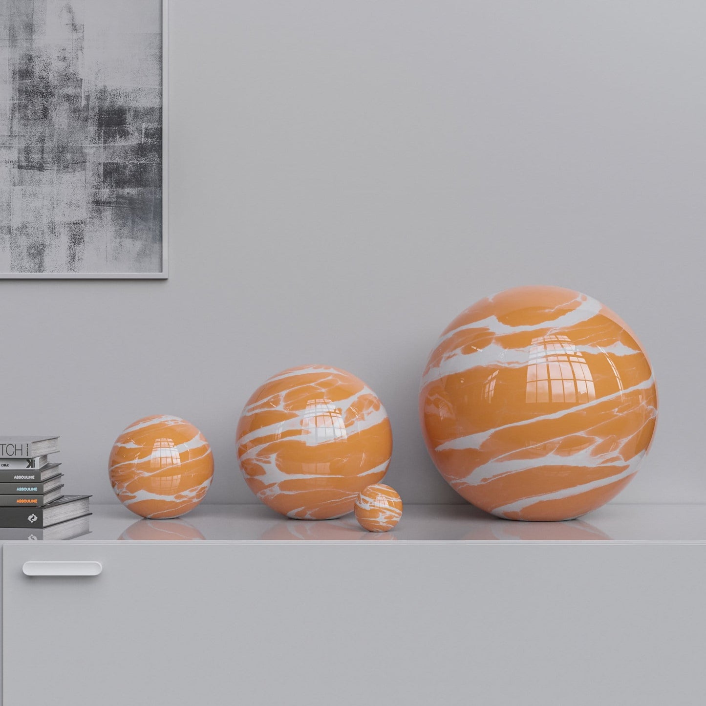 Ceramic Sphere Four Pieces Set - Color Marbles - Synchrony Art INC