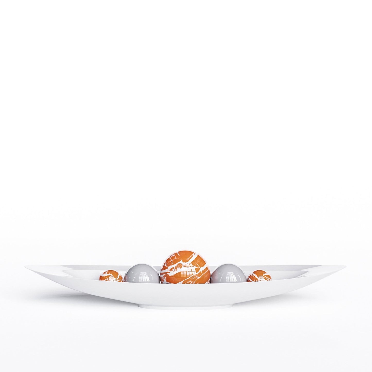 Ceramic Canoe & Five Balls Set - Color Marbles - Synchrony Art INC