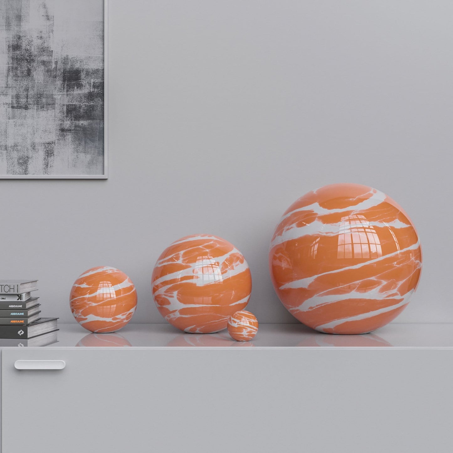 Ceramic Sphere Four Pieces Set - Color Marbles - Synchrony Art INC