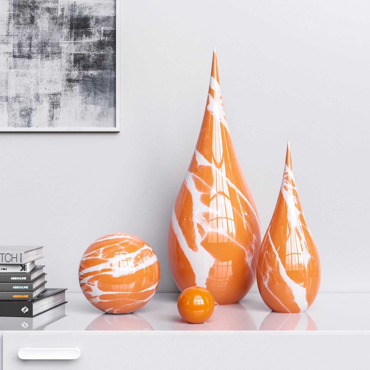 Ceramic Drop & Sphere Set -Color Marbles - Synchrony Art INC
