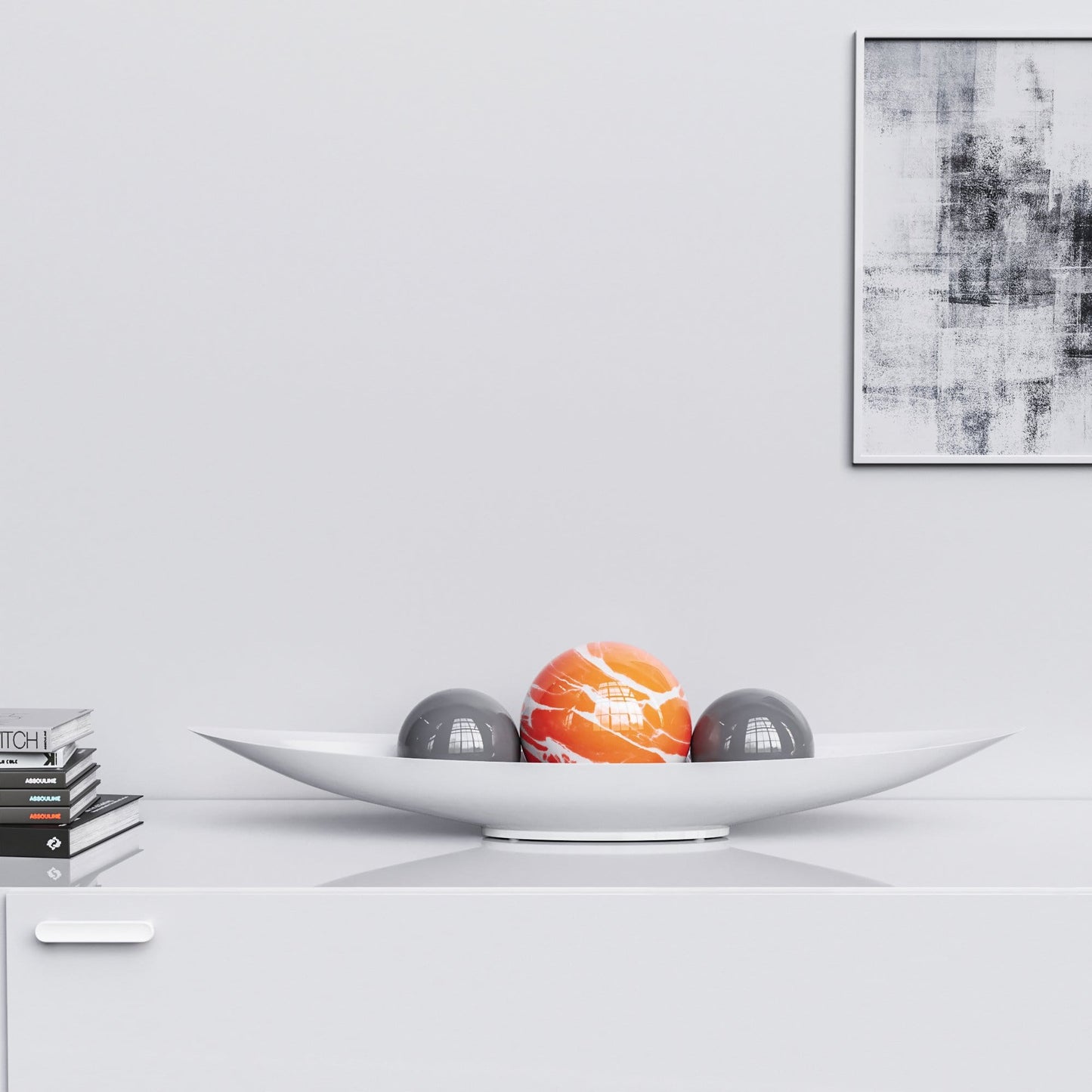 Ceramic Canoe & Three Balls Set - Color Marbles - Synchrony Art INC