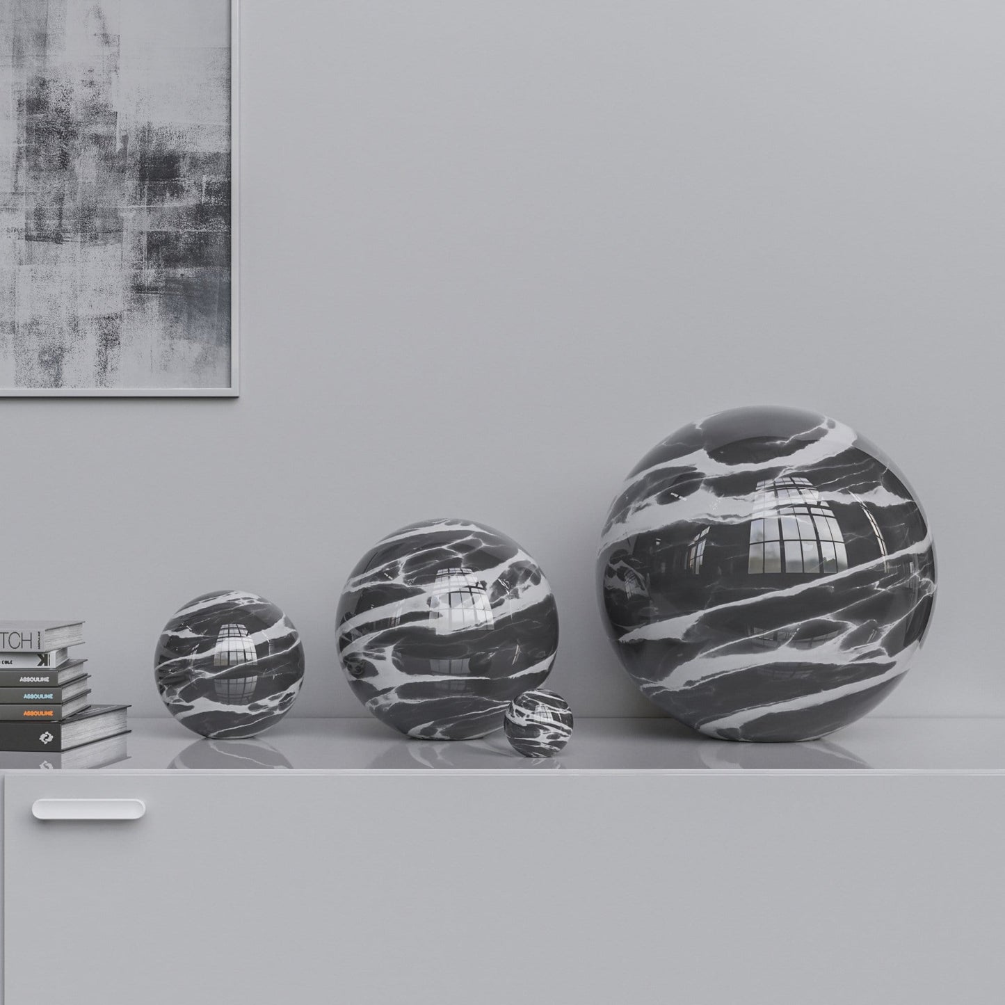 Ceramic Sphere Four Pieces Set - Color Marbles - Synchrony Art INC