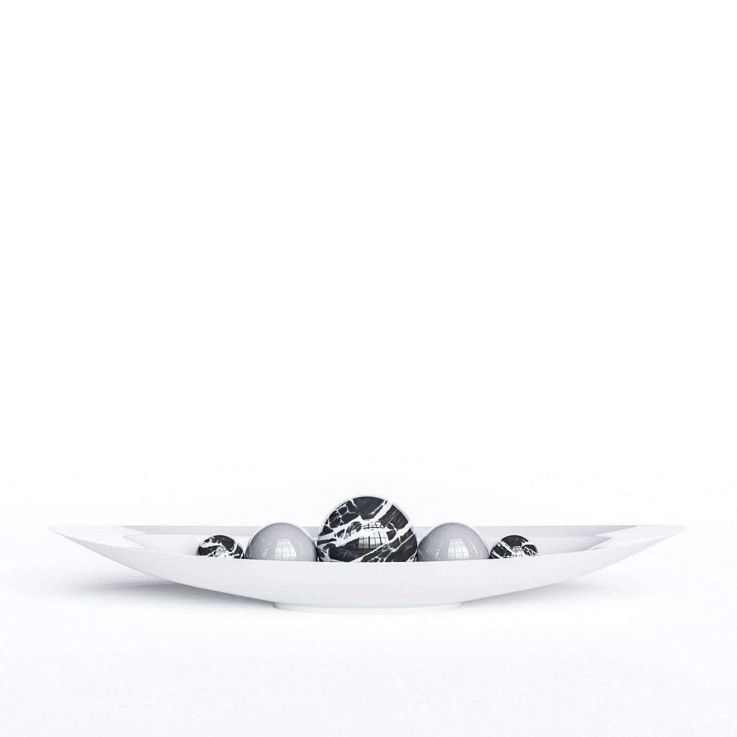 Ceramic Canoe & Five Balls Set - Color Marbles - Synchrony Art INC